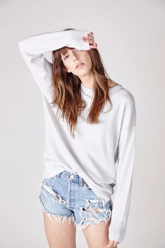 The Sienna Cashmere/Wool Sweater - Light Grey Thin Thick Dense