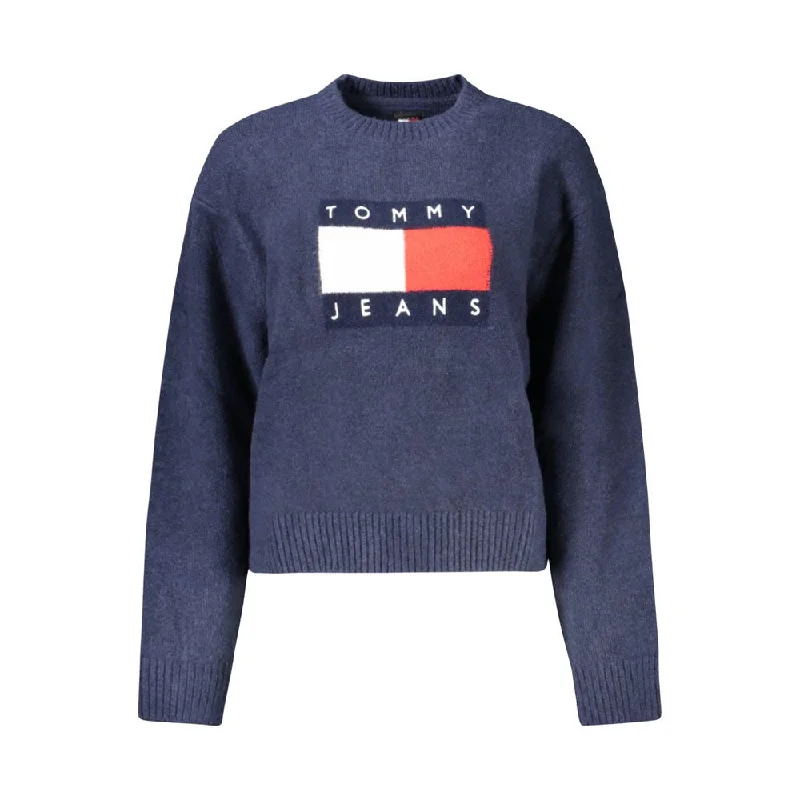 Tommy Hilfiger Blue Wool Sweater Satin Blend Silk Blend Wool Blend