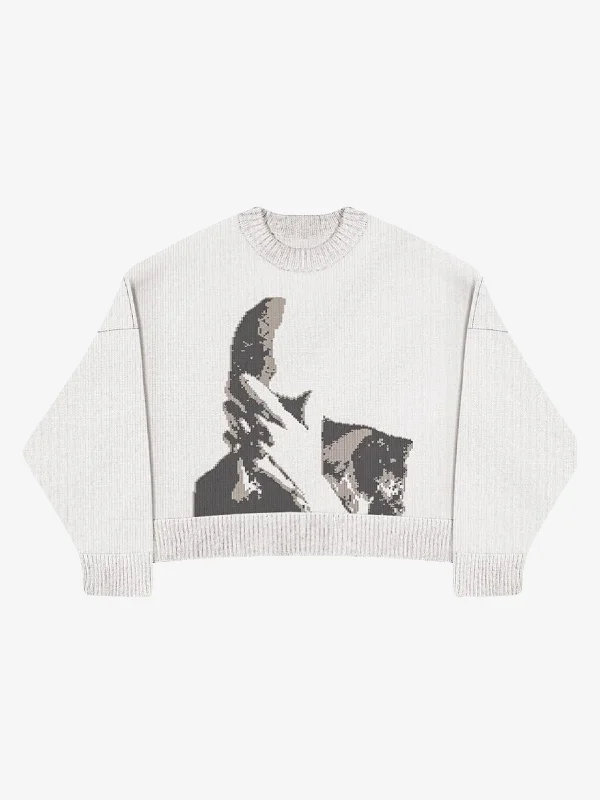 KG 'Blond' Graphic Sweater Silk Blend Satin Velvet