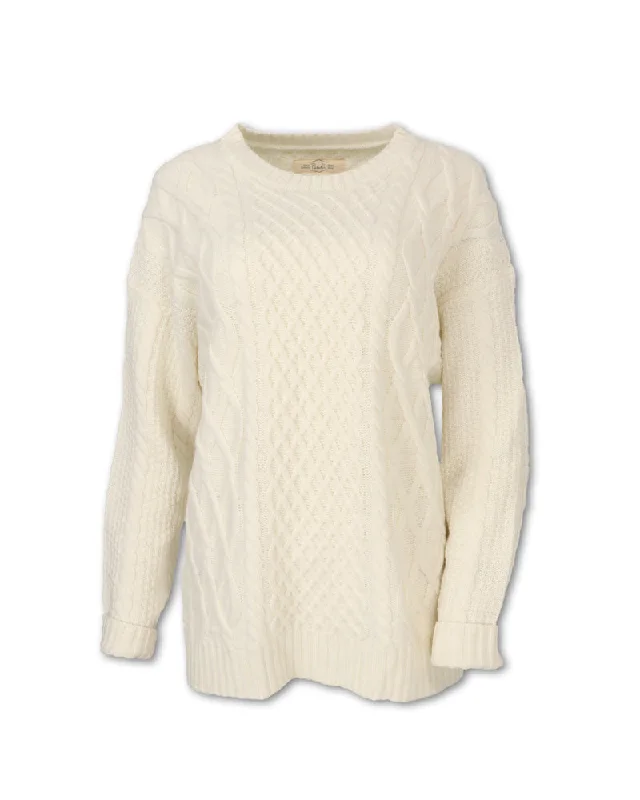 W's Merino Wool Blend Cable Knit Sweater Stylish Fashionable Trendy