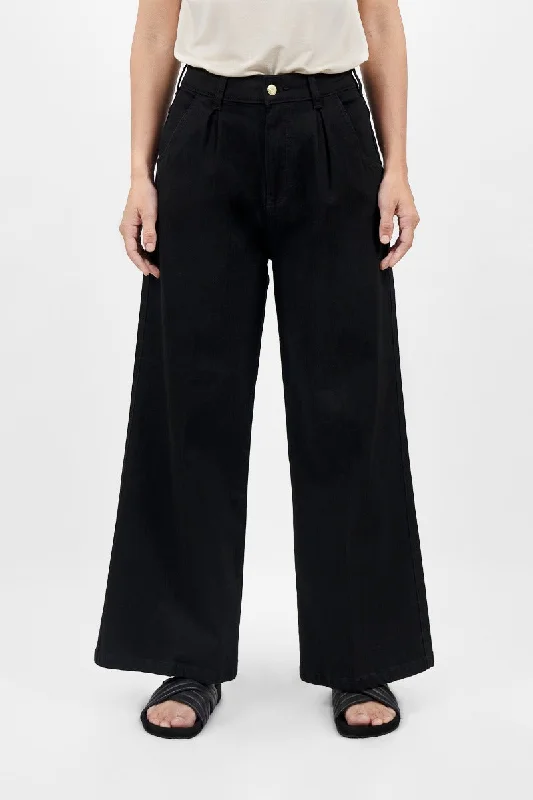 Angeles High Waist Wide Leg Jeans Black Casual Distressed Skinny Jeans