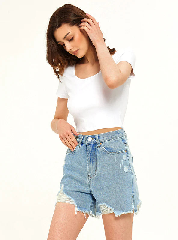 LOOSE SHORTS LOOSE HIGH WAIST JEANS Elegant Tapered Leg Denim