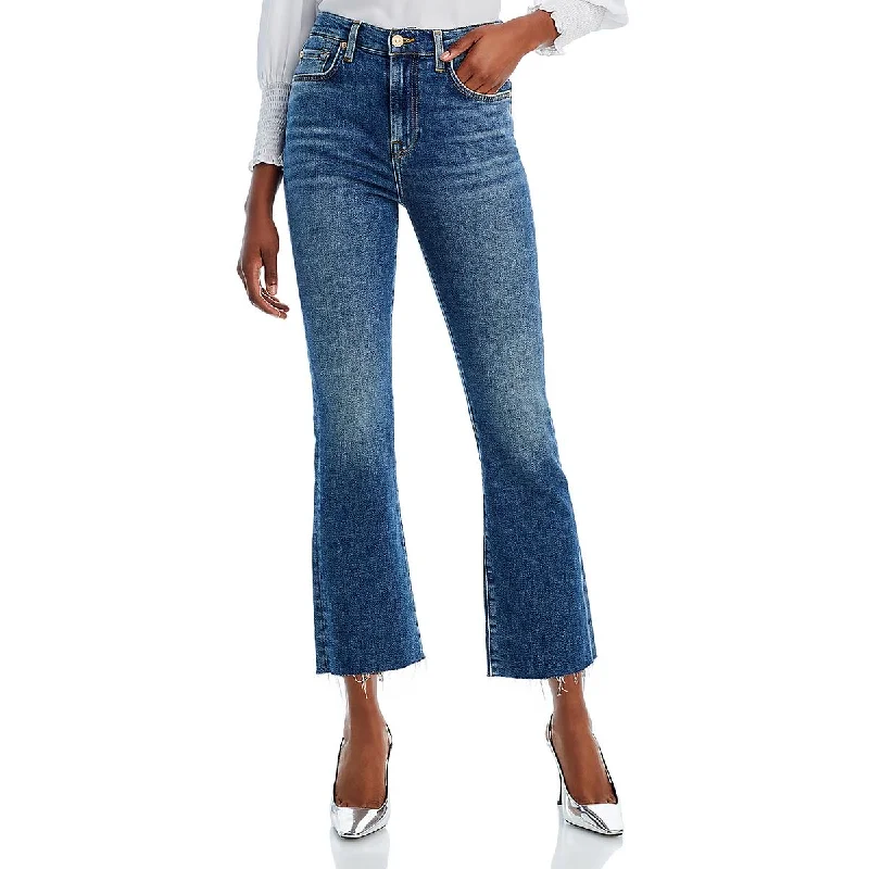 7 For All Mankind Womens High Rise Stretch Straight Leg Jeans Comfortable Drawstring Waist Jeans