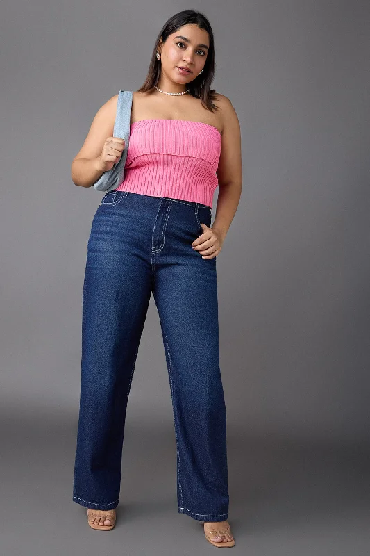 Timeless Blue Curve Straight Jeans Trendy Classic Fit Jeans