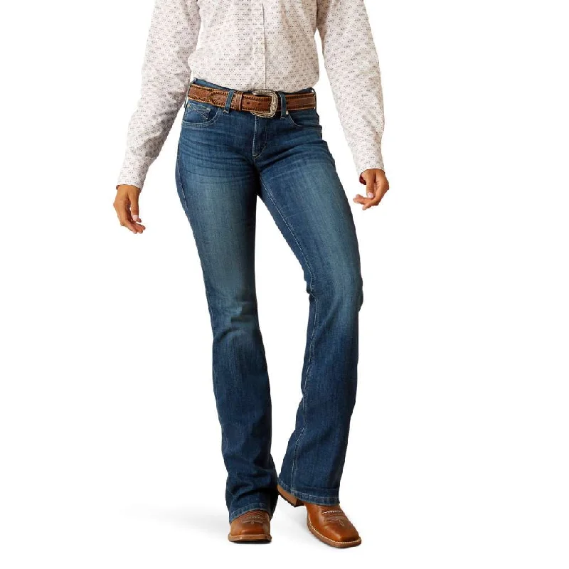 Ariat Ladies Ariana Athena Long Mid Rise Jeans Comfortable Dark Wash Jeans
