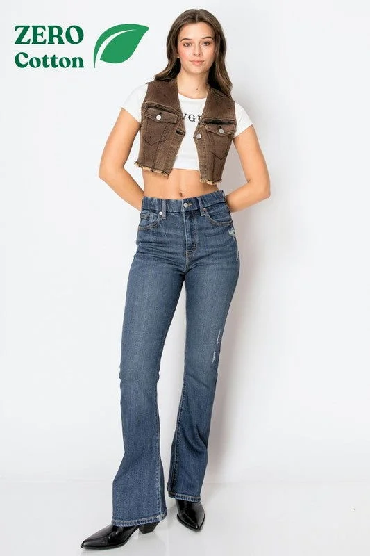 Artemis Vintage Corset& Eco Fabric High Rise Phone Pocket Bootcut Jeans Fashionable White Denim Jeans
