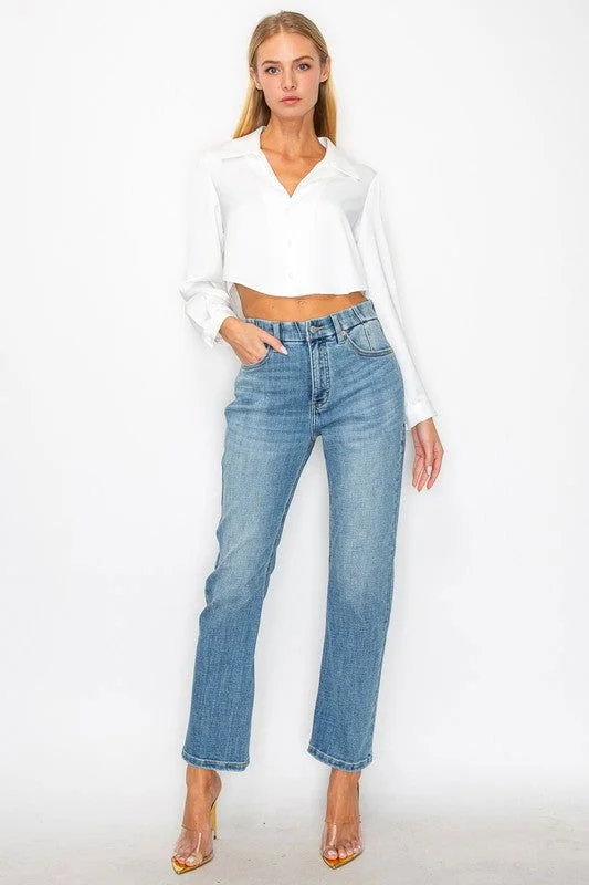 Artemis Vintage Plus - Tummy Control High Rise Straight Jeans Chic Faded Blue Jeans
