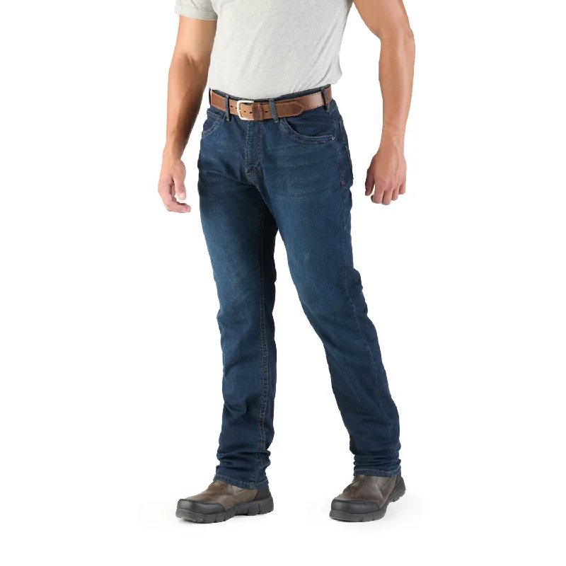 Berne Mens Dark Wash Cotton Blend Highland Flex Straight Leg Jeans Fashionable Relaxed Fit Denim
