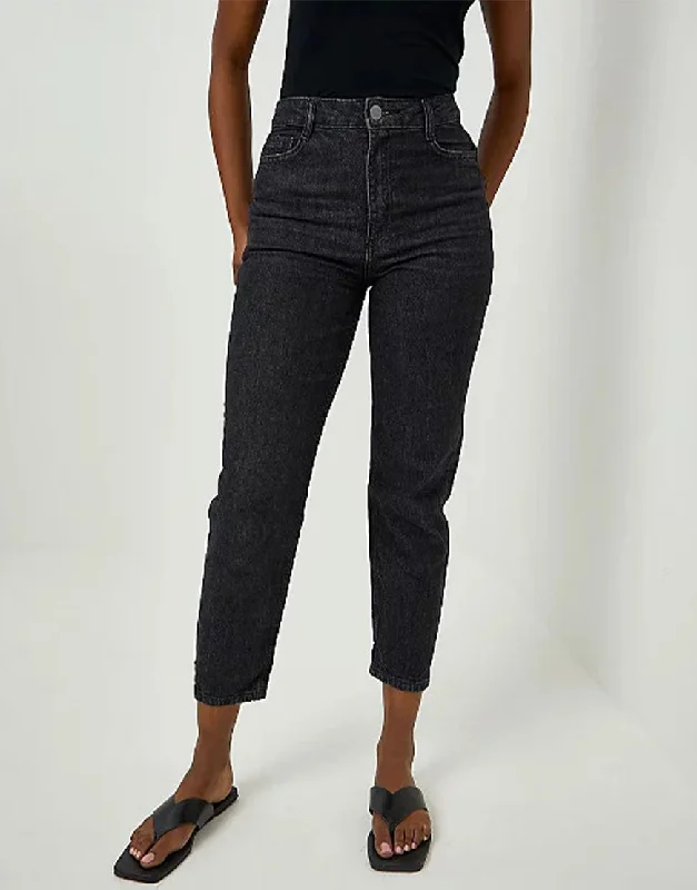 Black Faded Mom Jeans Fashionable Jeggings Style Jeans