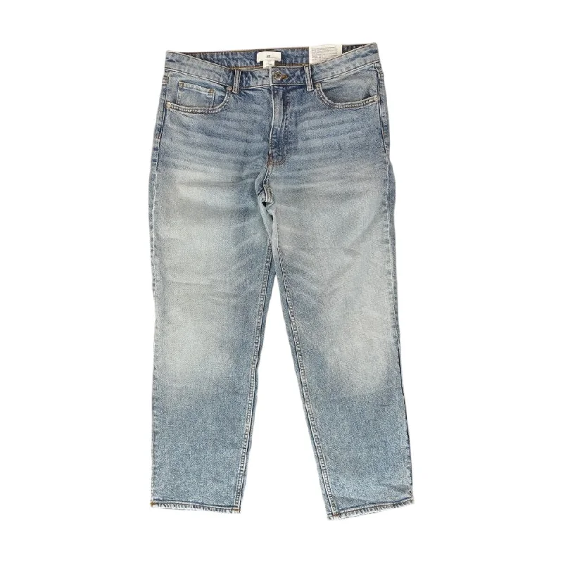 Blue Solid Slim Leg Jeans Trendy Button-Up High-Waist Jeans