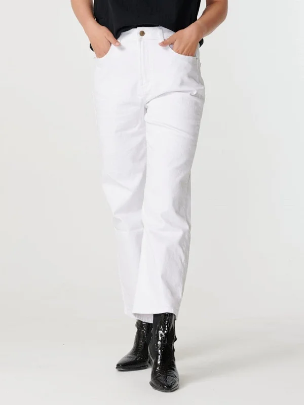 Brede high waist jeans - Hvid Fashionable Cropped Denim Jeans