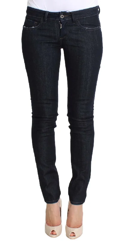 Chic Slim Fit Skinny Blue Jeans Trendy Wide-Legged High-Waist Jeans