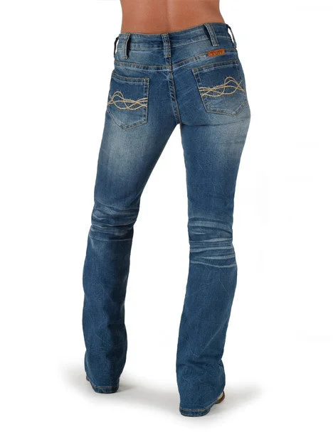 Cowgirl Tuff Ladies Jeans - Mid Rise - Lisa's Legacy Classic Fashionable Raw Edge Jeans