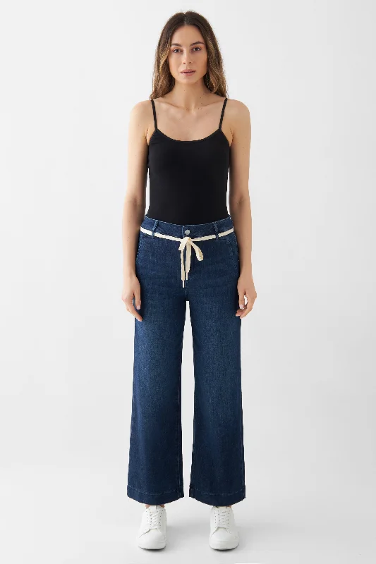 Dew Cropped Jeans Dark Denim Fashionable Bootcut Jeans
