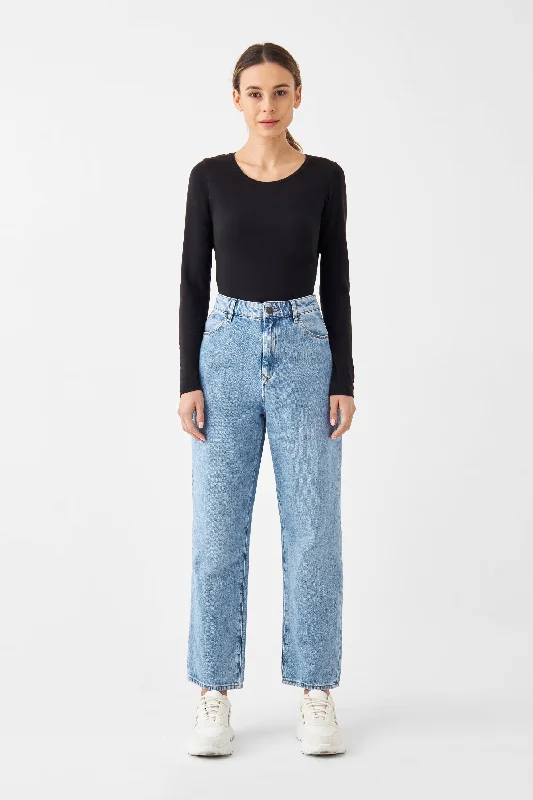 Dawn Jeans Light Denim Fashionable Raw Hemmed Jeans