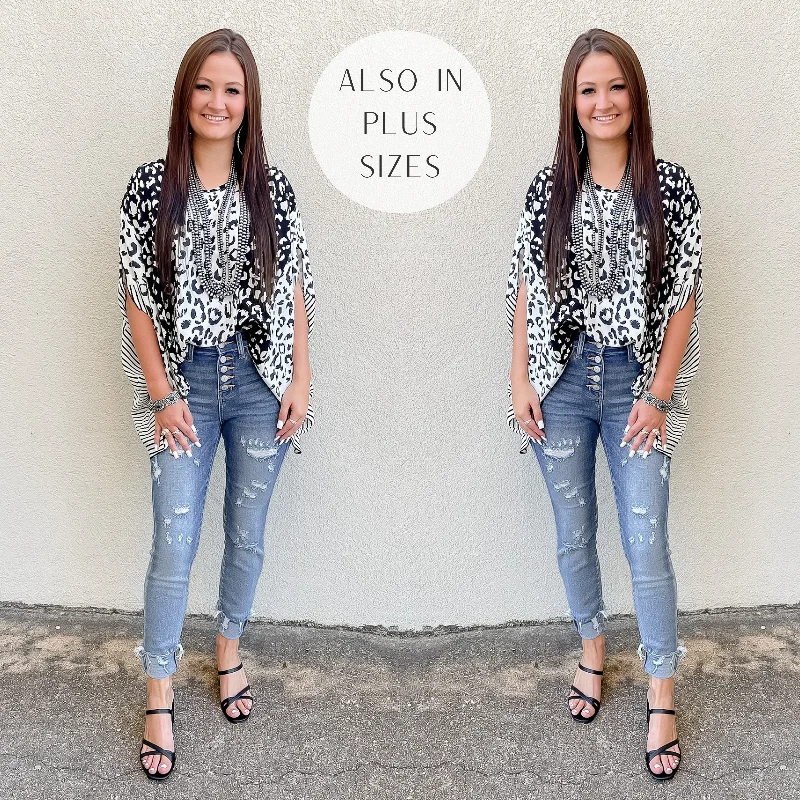 Last Chance Size 22W | Judy Blue | Forever Yours Destroyed Skinny Jeans with Button Fly in Medium Wash Stylish Slim Fit Denim