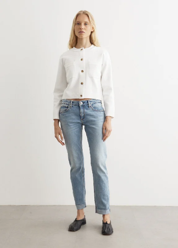 Dre Low-Rise Slim Boyfriend Jeans Trendy Patchwork Denim Jeans