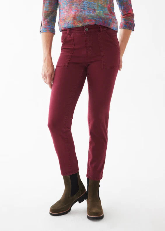 FDJ Olivia Pencil Ankle Jeans in Cabernet Comfortable Folded Hem Jeans
