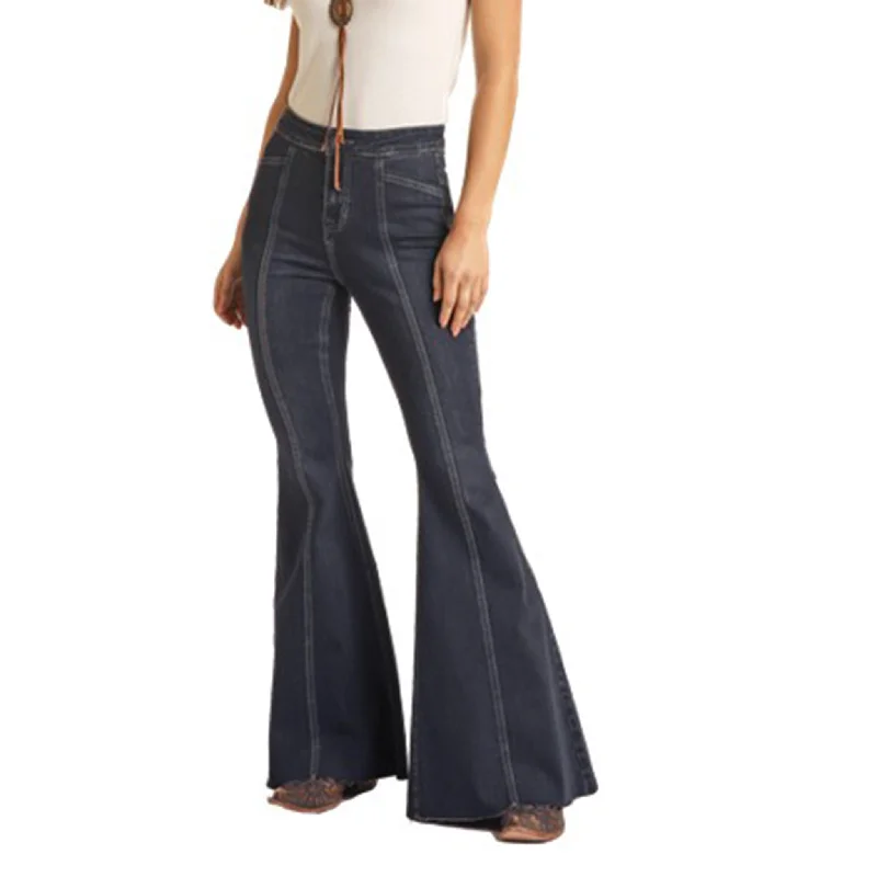 Rock & Roll Cowgirl Front Seam Bell Bottom Jeans Trendy Bootcut High-Waisted Jeans