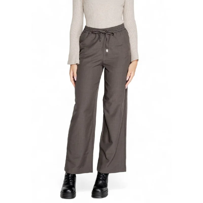 Gray Polyester Jeans & Pant Trendy Button-Up High-Waist Jeans