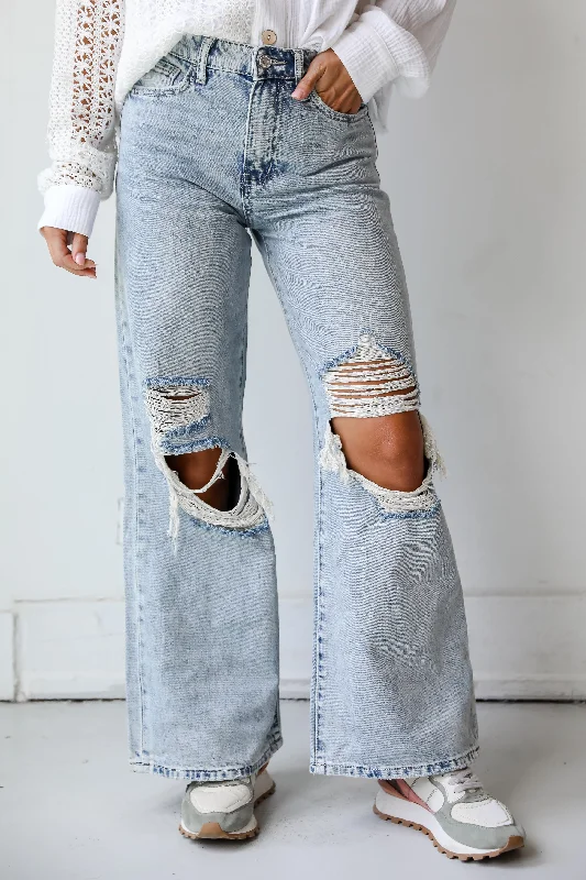 Hadley Light Wash Super High-Rise Wide Leg Distressed Jeans Cozy Stretch High-Waist Jeans Hadley Light Wash Super High-Rise Wide Leg Distressed Jeans Cozy Stretch High-Waist Jeans