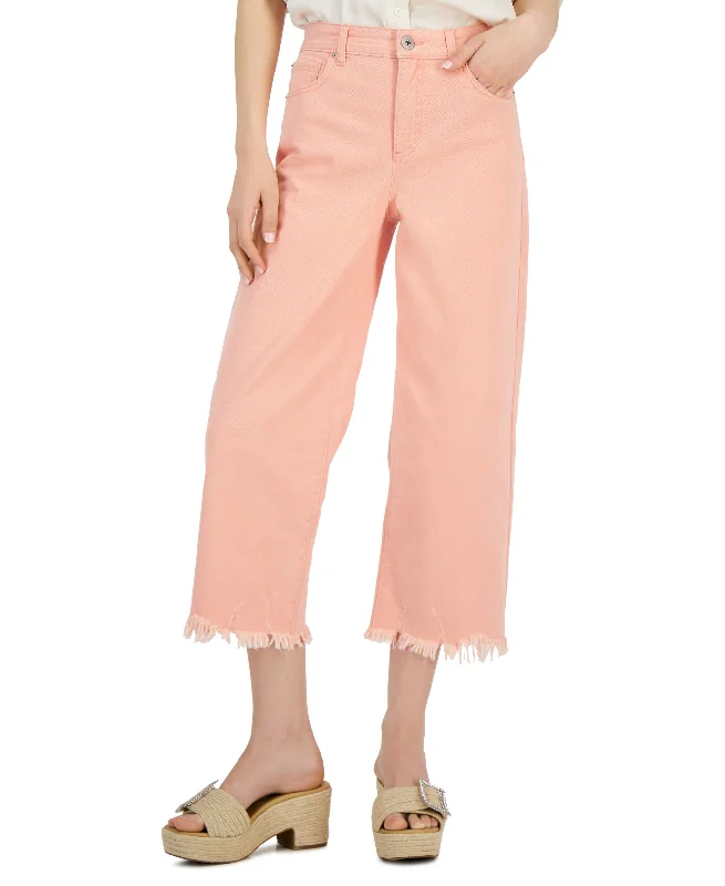 INC International Concepts High Rise Cropped Wide Leg Jeans Fashionable Frayed Hem Denim INC International Concepts High Rise Cropped Wide Leg Jeans Fashionable Frayed Hem Denim