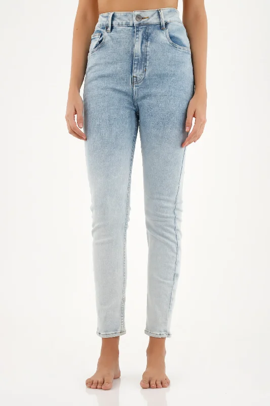 Women's Blue Ombre Effect Jeans Elegant Bootcut Fit Jeans