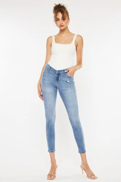 Kancan High Waist Cat's Whiskers Skinny Jeans Fashionable Slim Fit Jeans