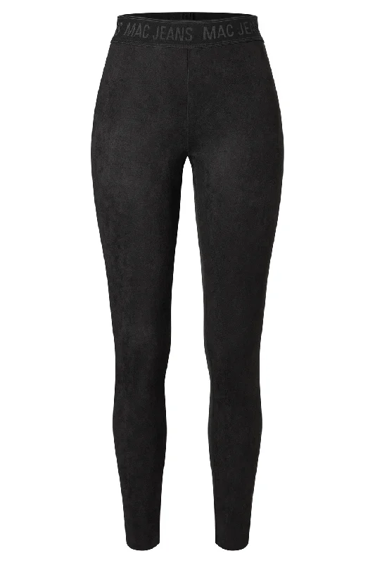 Mac Jeans Leggings Vegan Suede 5915-00-0197 | 090 Black | Clearance Final Sale Elegant Raw Hem Jeans