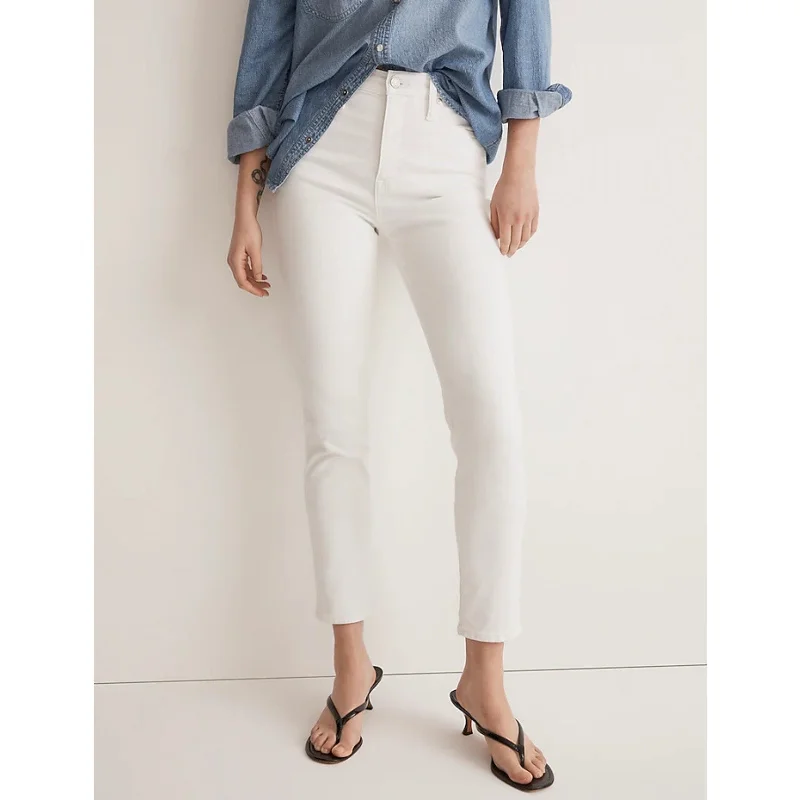 MADEWELL Women's Stovepipe Jeans Size 27 Pure White High Waisted Stretch NWT Comfortable Straight-Legged Denim MADEWELL Women's Stovepipe Jeans Size 27 Pure White High Waisted Stretch NWT Comfortable Straight-Legged Denim