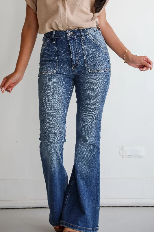 Margot Medium Wash High-Rise Flare Jeans Casual Skinny Fit Jeans