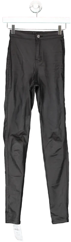 Missguided Black Vice Coated Sculpt Detail Jeans UK 4 Classic Button Fly Jeans
