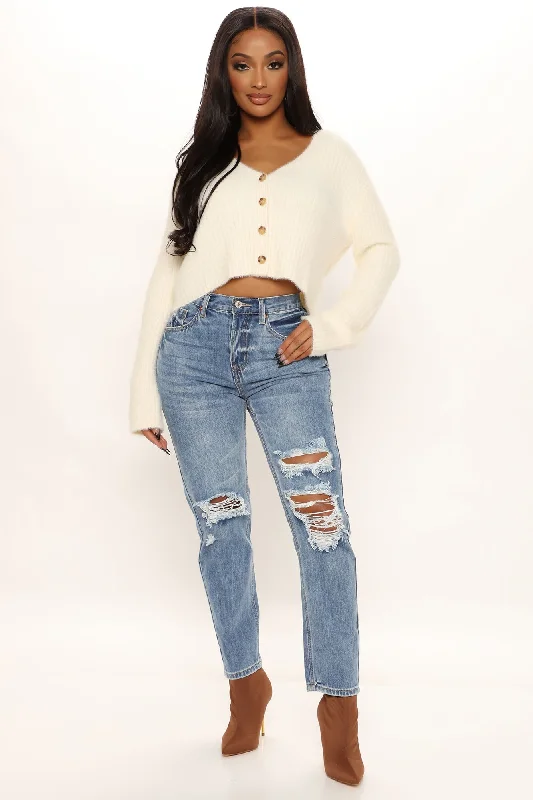 My Way High Rise Distressed Boyfriend Jeans - Medium Wash Cozy Tencel Blend Denim Jeans My Way High Rise Distressed Boyfriend Jeans - Medium Wash Cozy Tencel Blend Denim Jeans