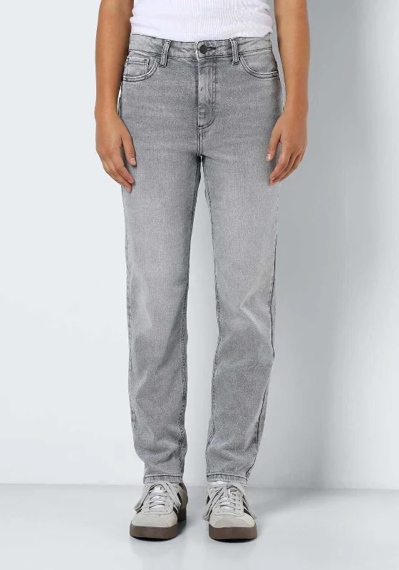 Noisy May Moni Slim Fit Straight Leg Jeans, Light Grey Denim Comfortable Mid-Rise Jeans Noisy May Moni Slim Fit Straight Leg Jeans, Light Grey Denim Comfortable Mid-Rise Jeans
