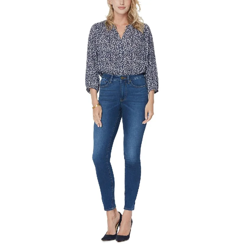 NYDJ Womens Ami High Rise Skinny Straight Leg Jeans Stylish Paperbag Waist Denim