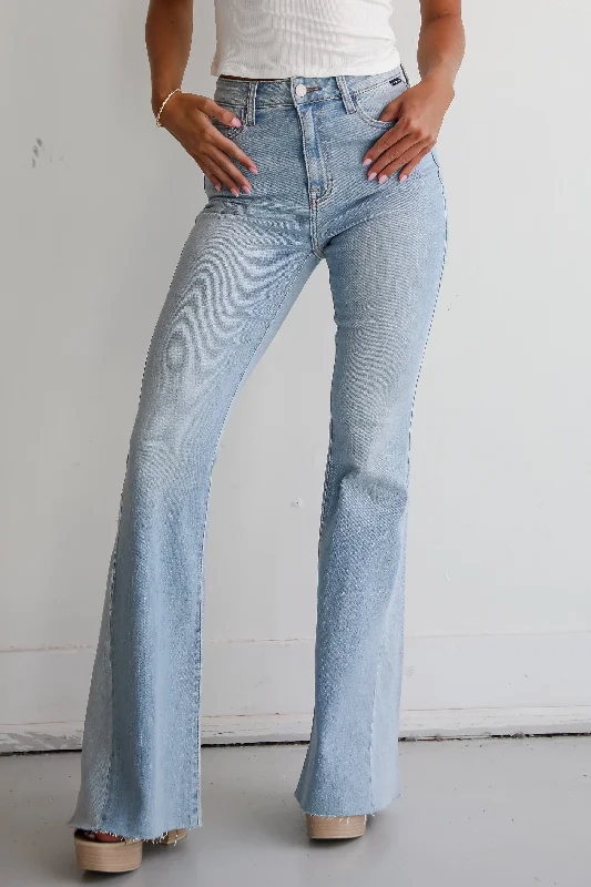 Sienna Light Wash High-Rise Flare Jeans Comfortable Full-Length Denim Jeans