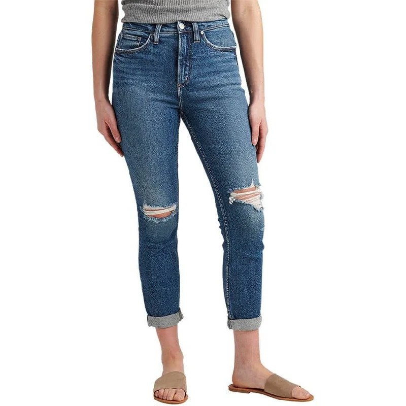 Silver 90's Boyfriend Jeans Comfortable Ankle Jeans