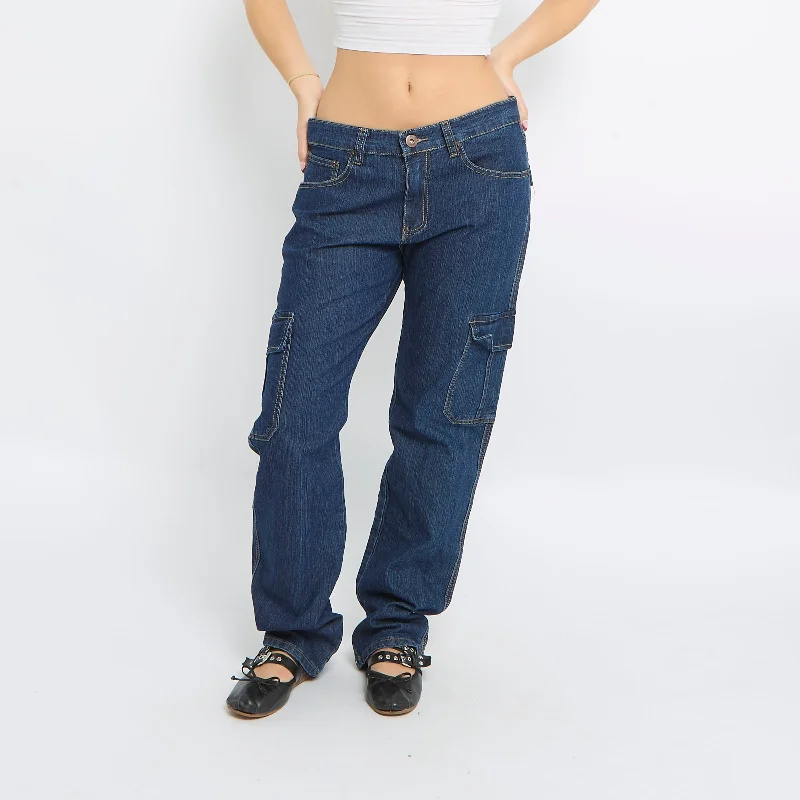 Straight Leg Cargo Jeans - UK 14 Chic Double Waistband Jeans