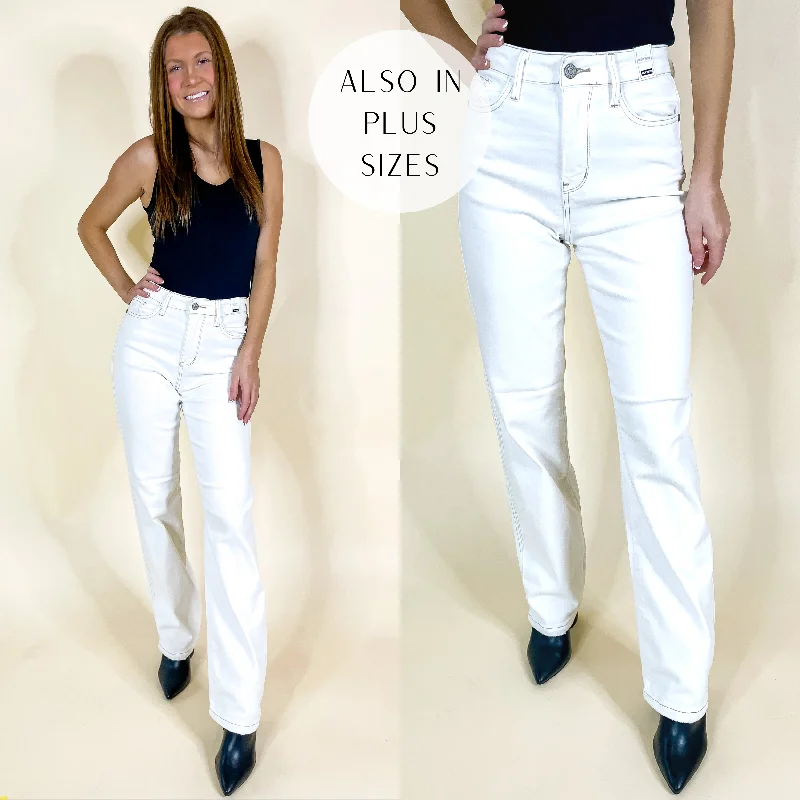 Last Chance Size 0-5, 15, 20W-24W | Judy Blue | Feeling My Best Straight Leg Jeans in Ecru Casual Wide-Legged Denim Jeans Last Chance Size 0-5, 15, 20W-24W | Judy Blue | Feeling My Best Straight Leg Jeans in Ecru Casual Wide-Legged Denim Jeans