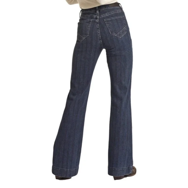 Rock & Roll Cowgirl Striped High Rise Trouser Jeans Comfortable Mid-Rise Jeans