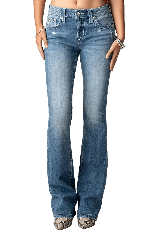 Miss Me Women's Torn M Life Bootcut Jeans Trendy Vintage Denim Jeans