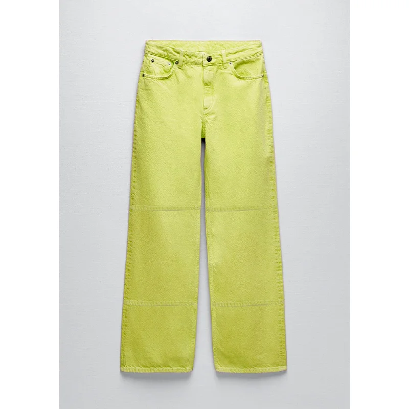 Neon Loose Fit Mid Rise Jeans Trendy Colored Denim Jeans