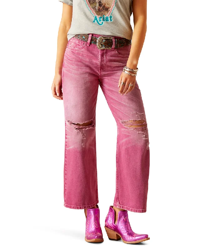 Women's Ultra High Rise Tomboy Wide Jeans Chic Rolled Cuff Denim Jeans
