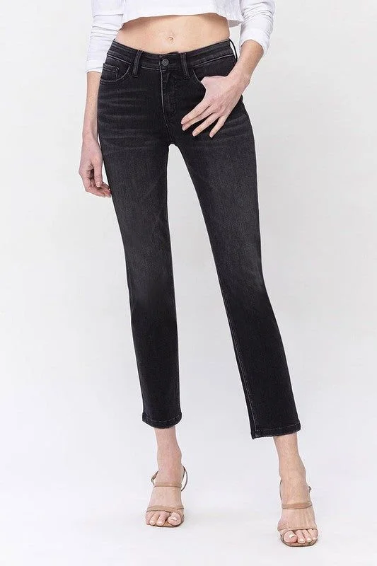VERVET Mid Rise Ankle Slim Straight Jeans Cozy Relaxed Fit Denim Jeans