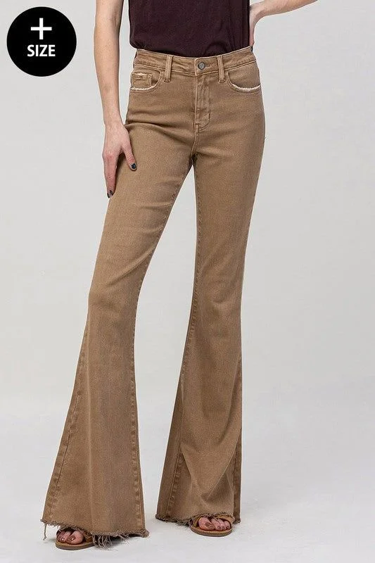VERVET Plus Size High Rise Super Flare Jeans Comfortable Zip-Up Skinny Jeans