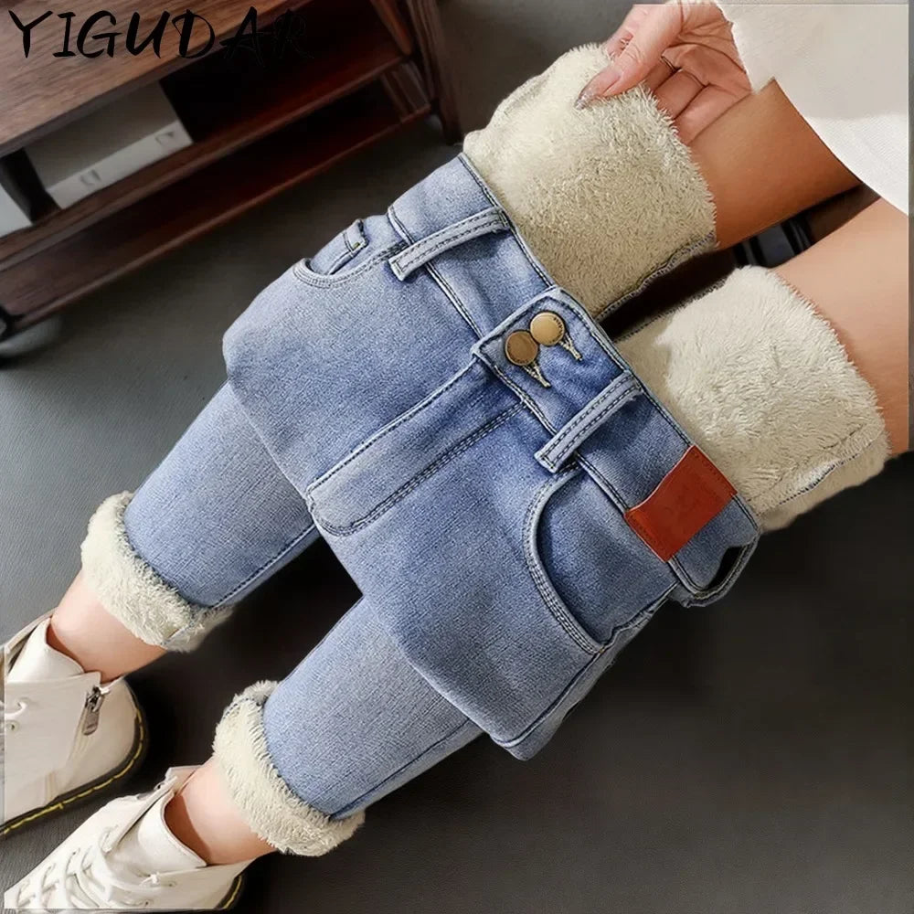 Winter Thick Velvet Women jeans Trendy Plus Size Jeans