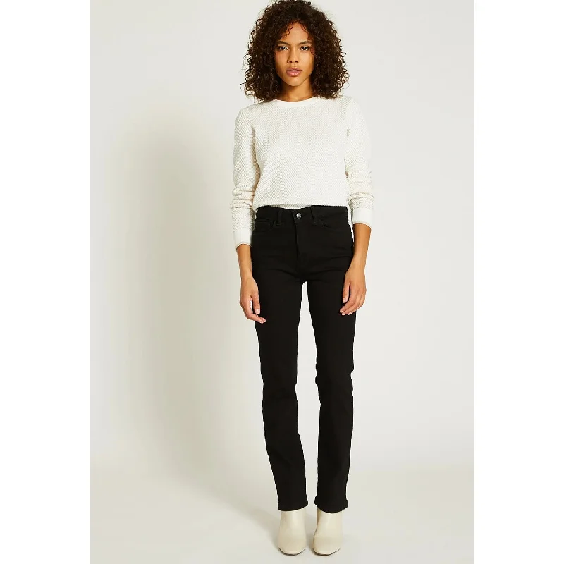 Black High Rise Slim Jeans Stylish Stone-Wash Denim Jeans