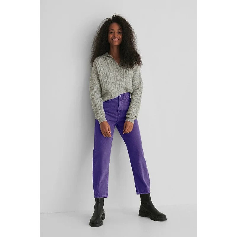 Purple Mom Fit High Jeans Fashionable Mom Jeans