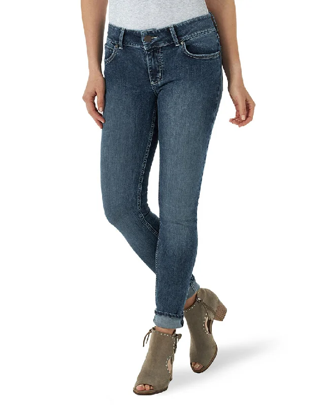 Women's Essentials Mid-Rise Skinny Jeans Trendy Wide-Leg High-Waist Denim